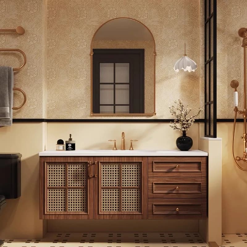 Cassetti galleggianti di lusso Armadietto da bagno Lavandino Specchio Orgnizer Vanity Armadietto da bagno Portaoggetti Mobile Da Bagno Mobili