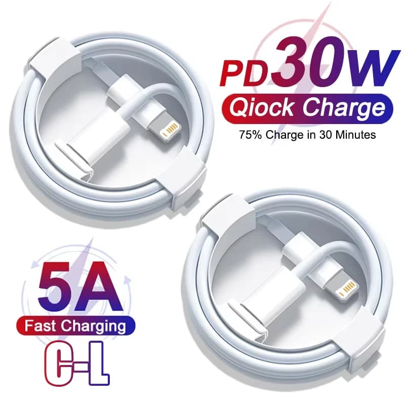 PD 30W Cable For Apple iPhone 11 12 13 14 15 16 Pro Max 7 8 Plus Type C Fast Charging USB Data Line 2M For iPhone Charger Cables