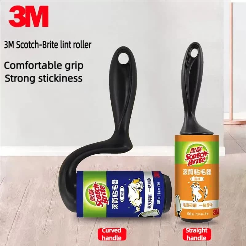 3M Scotch-Brite Pet Hair & Lint Roller Clean Flat Surface Works Great on Pet Hair, Clothing, Furniture and More 1 Roll 56 Sheets