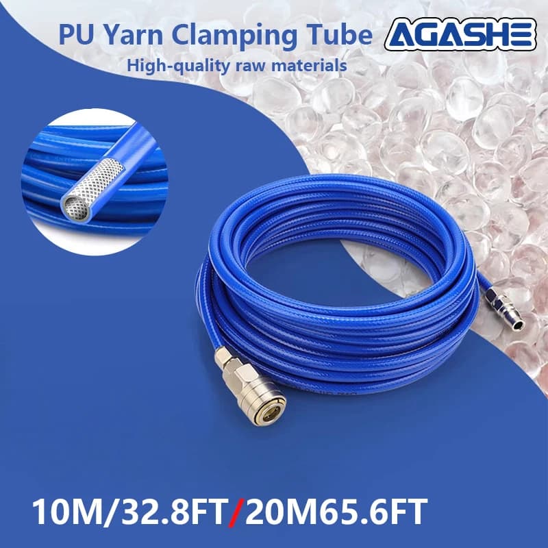 Tubo flessibile e raccordi per compressore d'aria AGASHE - 20M/65,6 piedi e 10M/32,8 piedi, tubo flessibile rivestito in filo PU ad alta pressione,