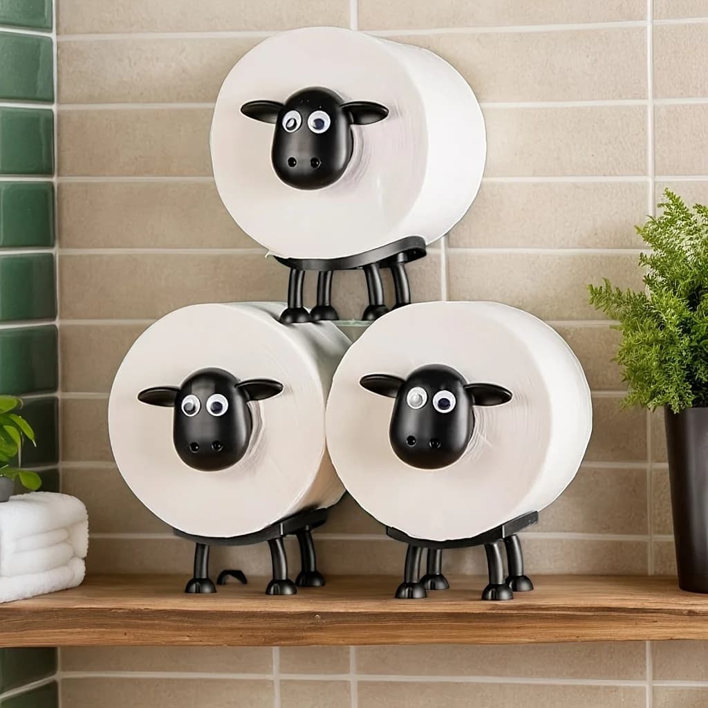 Lovely 3D printed sheep-shaped toilet paper holder: perfect for bathroom furniture, independent plastic design, ideal gift