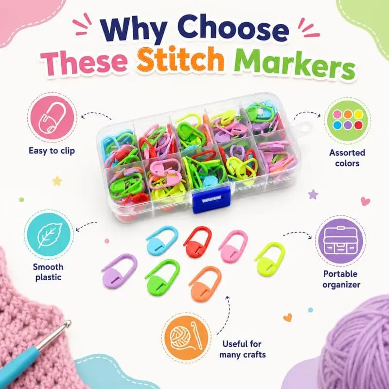 Colorful Stitch Markers 50-1000pcs Locking Clips Resin Plastic for Crochet Knitting Sewing Hook Needle