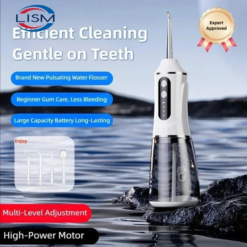 Idropulsore per Sbiancamento Denti 300ML, Irrigatore Orale Portatile Impermeabile per Cura Dentale