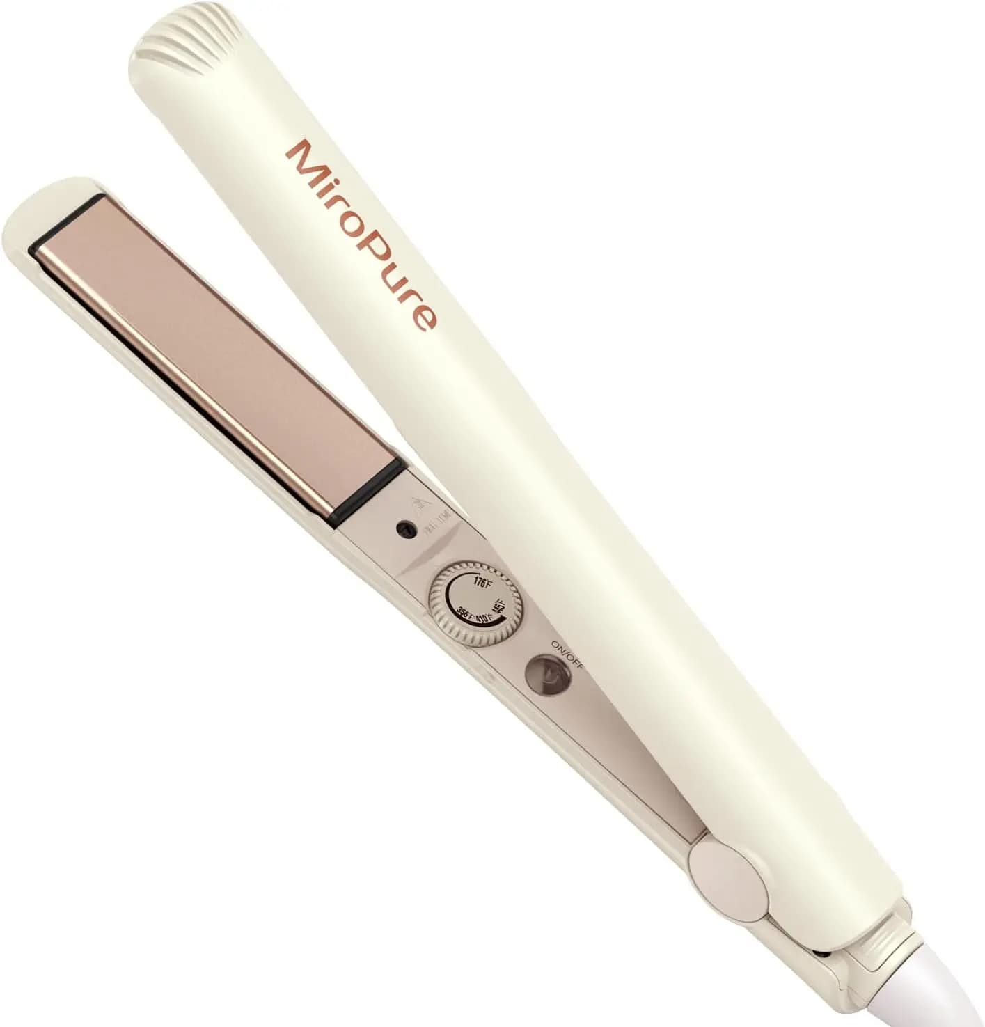Piastra per capelli da 1 pollice con riscaldamento rapido in 30 secondi, spegnimento automatico e piastre in ceramica 3D, beige