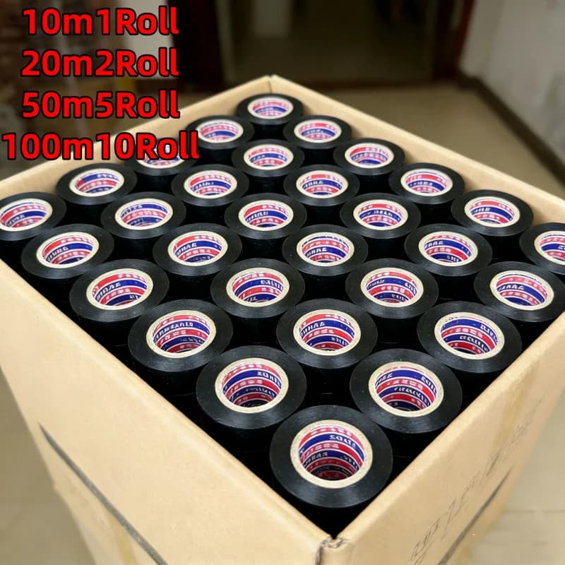 10/100M Black Fire Retardant Electric Insulating Tape, Resistant Adhesive Tape for Electric Wire Harnesses, Waterproof Tape