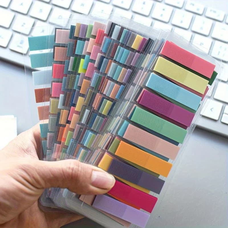 PET Morandi Color Translucent Convenience Sticker Marking Index Sticker, Oblong Shape,with Index Tabs for Organization and Notes