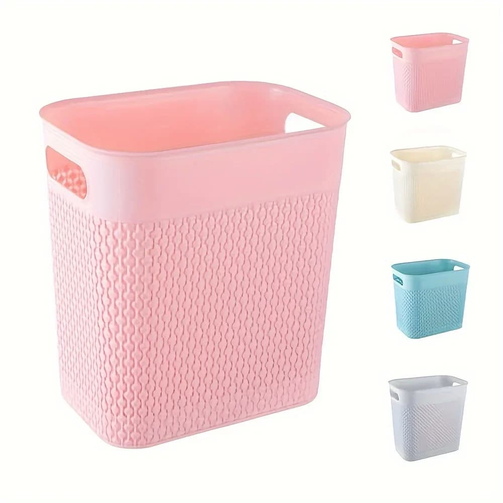 Cestino Quadrato in Plastica con Manico, Contenitore per Rifiuti Domestici Rinforzato e Cavo, Cestino per Spazzatura Senza Coperchio Facile da Usare