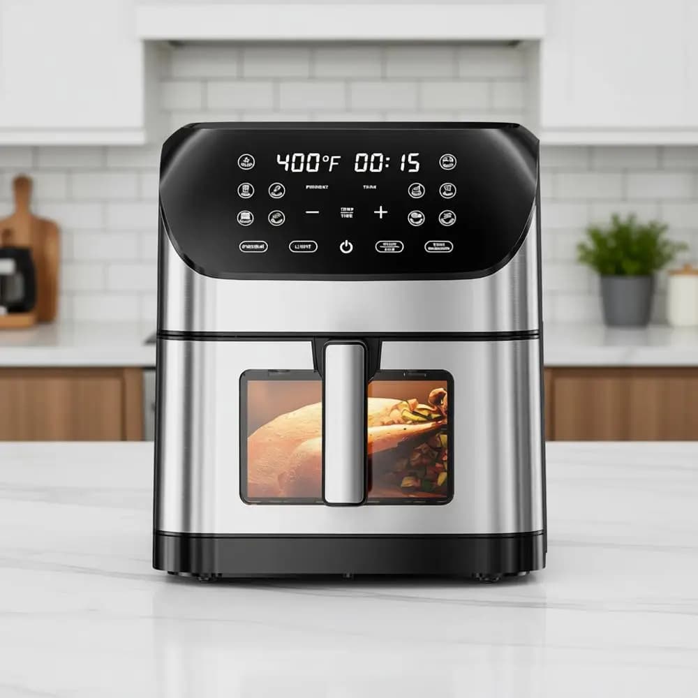 Friggitrice ad Aria Compatta da 8,5QT con 10 Funzioni Preimpostate, Finestra di Visualizzazione, Timer e Temperatura Regolabili, Display LED e Controllo Touch