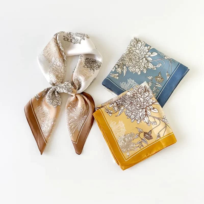 2026 70cm Summer Fashion Thin Silk Scarf Headscarf Korean Chiffon Silk Bag Neck Women's Shawl Scarf
