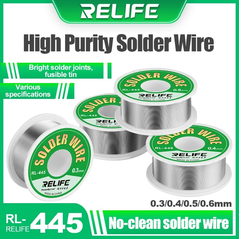 RELIFE RL-445 0.3/0.4/0.5/0.6mm Filo di Saldatura ad Alta Purezza Nucleo di Colofonia Filo di Stagno Vari Saldatura Elettronica Pesi di Saldatura 25g