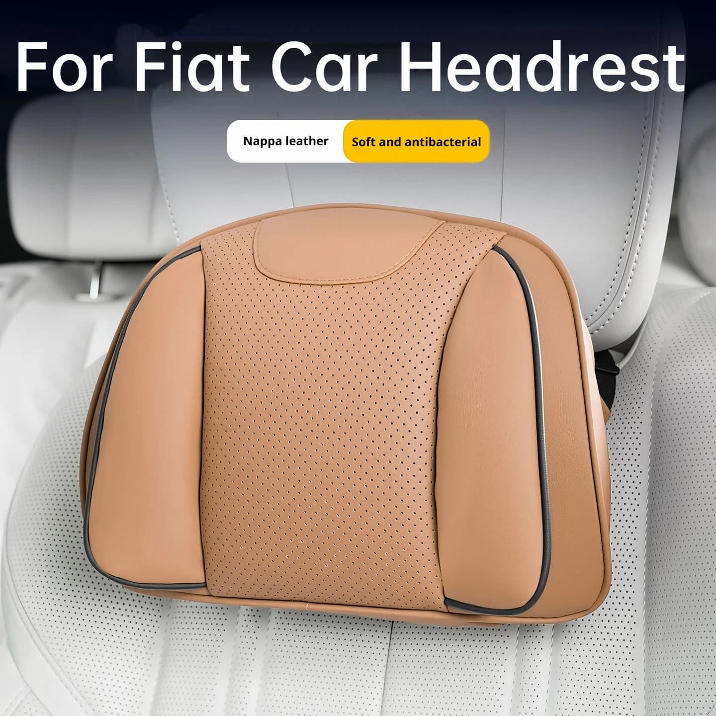For Fiat Nappa Leather Car Headrest Lumbar Cushion Soft Car Neck Pillows 500 600 Grande Panda Mobi Pulse Fastback Accessories