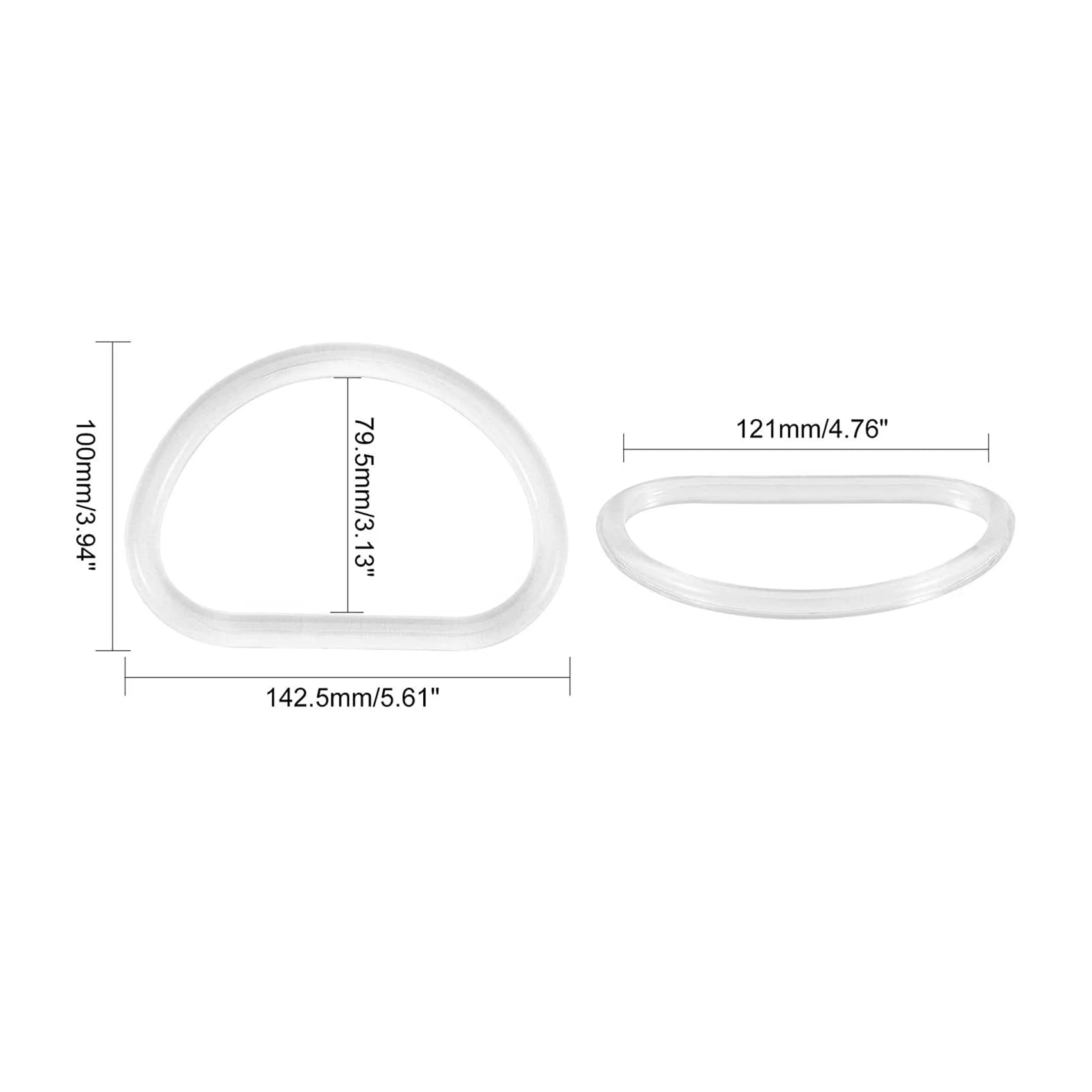 ABQR 10 pieces transparent bag handle for D-shaped bag for handmade beach bags handles for bags