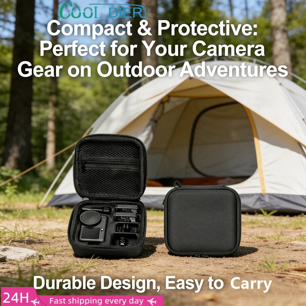 COOL DIER HJ-For Action 6 Camera carrying bag, travel case, water and impact resistant, with internal compartments and padding.