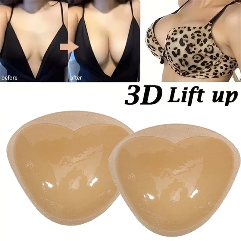 Reggiseno autoadesivo Push Up Inserti per reggiseno riutilizzabili Cuscinetti per rinforzare il petto morbidi adesivi Cuscinetti per sollevamento del seno in spugna Potenziatore per coppe bikini