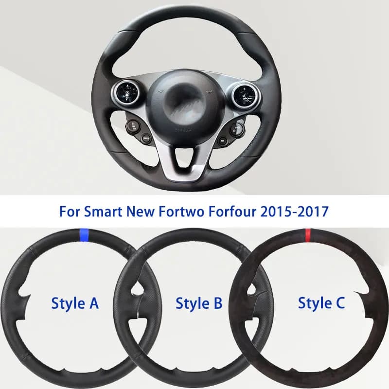 Coprivolante in Pelle Sintetica Microfibra Nera OEM per Smart New Fortwo Forfour 2015-2017, Morbido e Ammortizzante