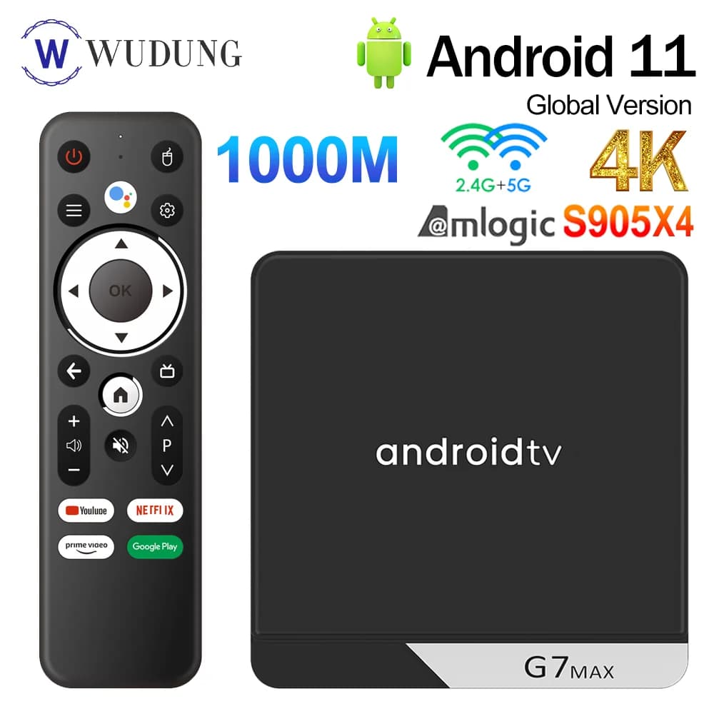 G7 Max Smart TV Box Android 11 S905X4 4GB 64GB 1000M AV1 4K HD 2.4GHz/5GHz Dual Wifi USB3.0 Set Top Box Lettore multimediale 4GB 32GB
