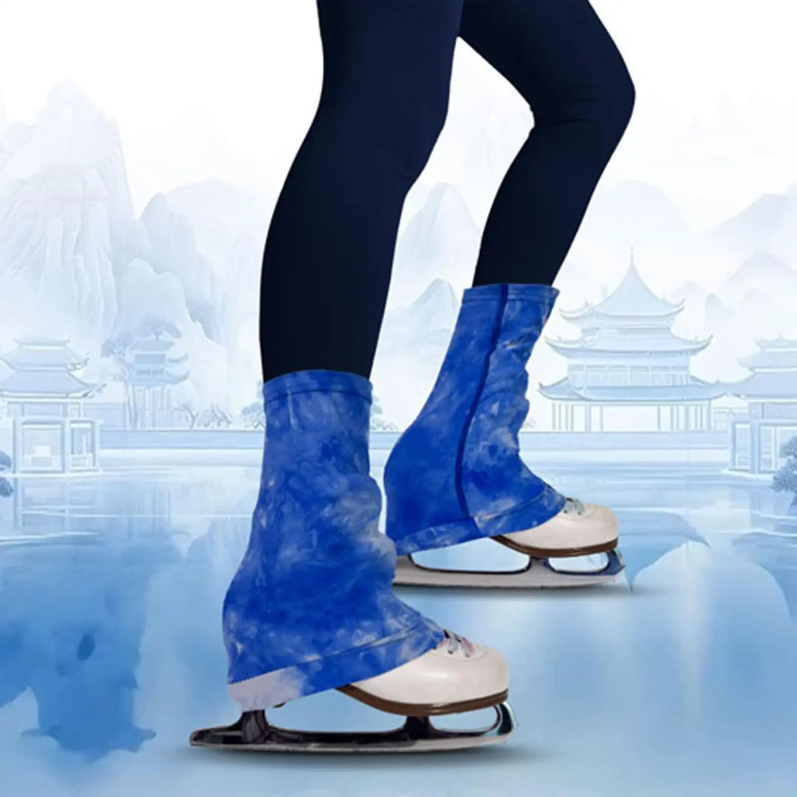 2x Scaldamuscoli per Pattinaggio Artistico, Leggeri, alla Moda, Comodi, Protezioni per Gambe da Indossare Sopra le Stivali, Coprigambe per Balletto, Yoga, Pattinaggio su Ghiaccio, Danza