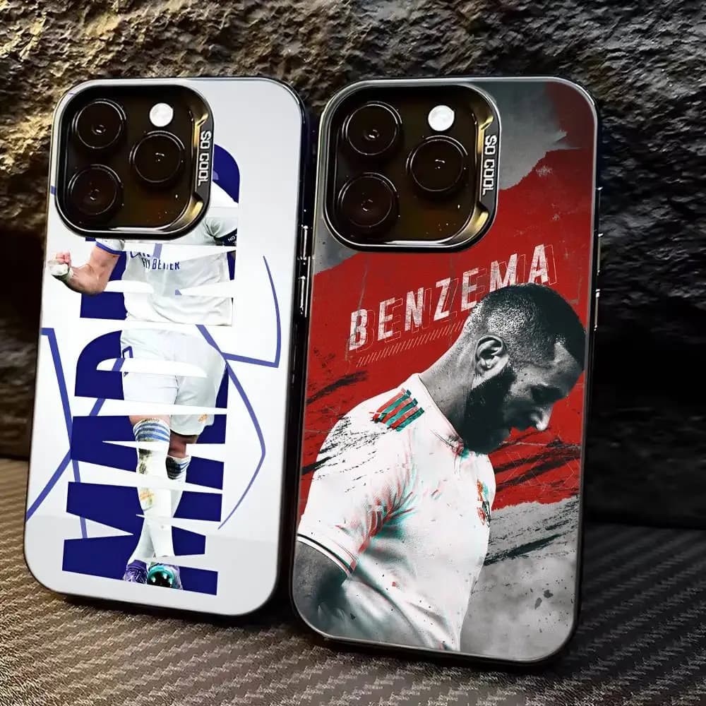 K-Karim Benzema Football Cheer Phone Case For iPhone 17,16,15,14,13,12,11 Plus,Pro Max,XS,Colored Silver Plated Inside Cover