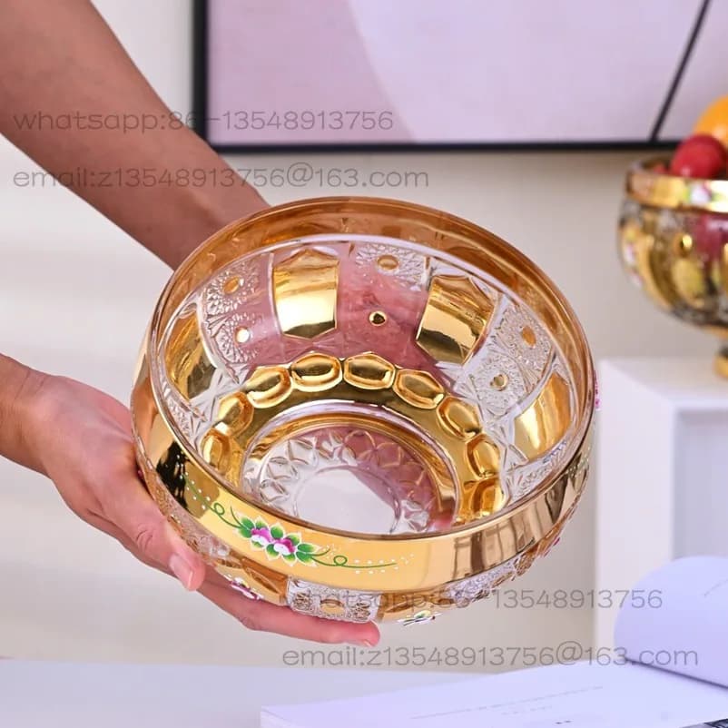 Fruit plate living room household light luxury dried fruit display box fruit bucket high-end European crystal glass