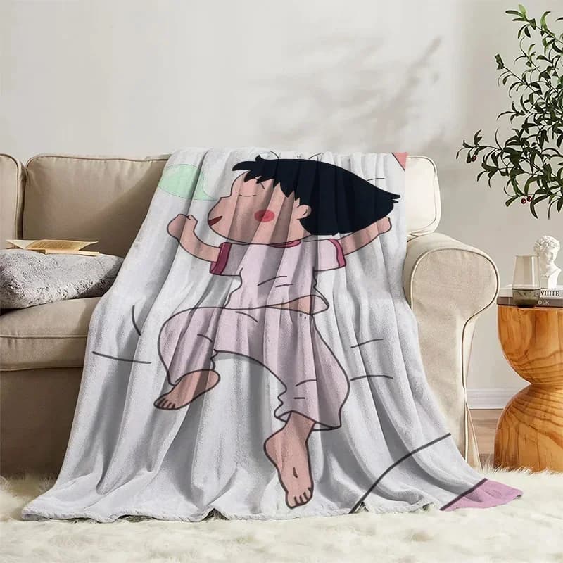 Coperte Chibi Maruko-chan Coperta soffice da viaggio nordica per letto Campo Pisolino per bambini Camera da letto Divano Decor Biancheria da letto Coperte di flanella morbida