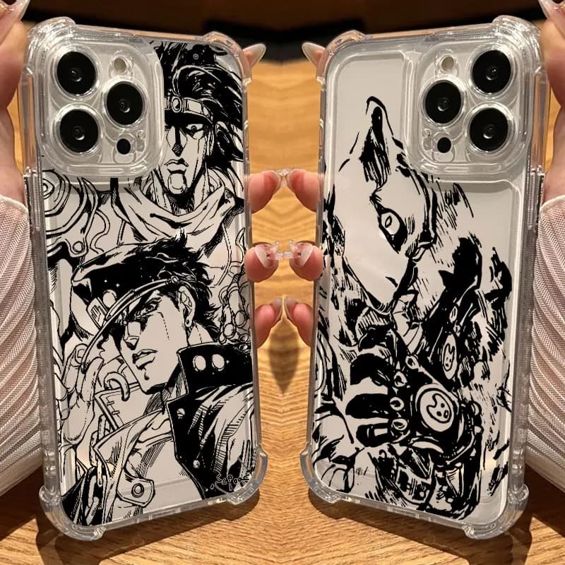 Cover Trasparente Antiurto JOJO Kujo Jotaro Anime per iPhone 17 16 15 14 13 12 11 Pro Max 16e 17e Air 13 15 Plus XS X 7 8