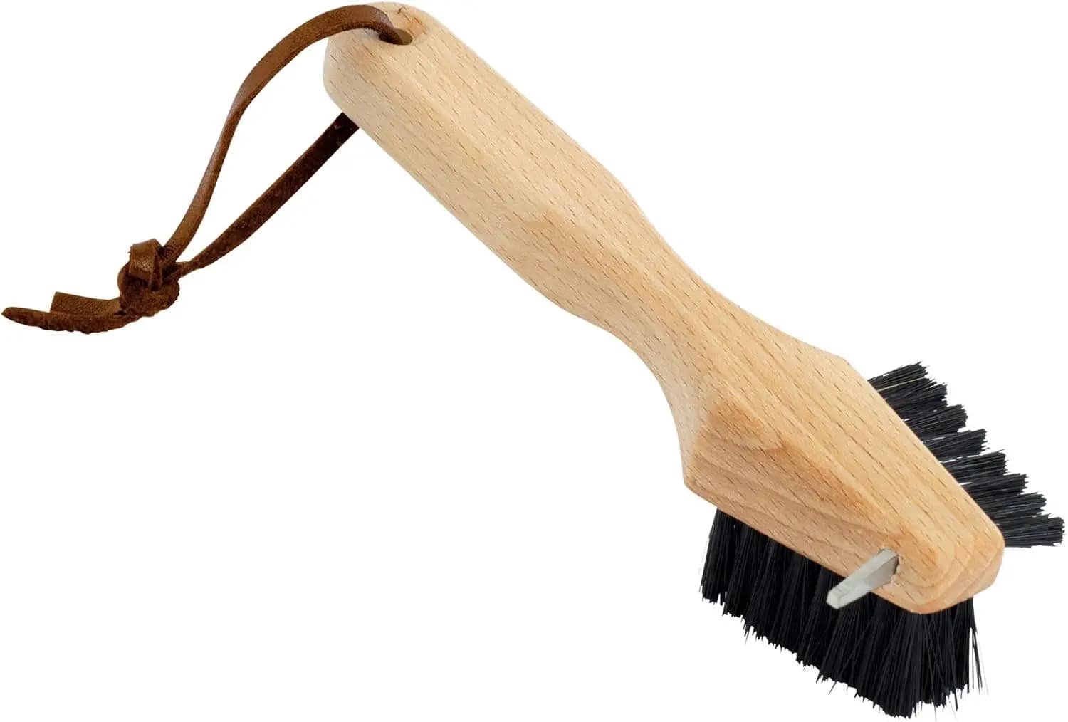 Spazzola per Suole di Scarpe - Setole di Cinghiale, Design in Legno di Faggio Oliato e Acciaio Inossidabile, 3 Modi di Pulizia, Made in