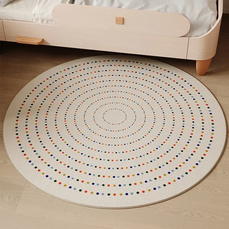 Tappeti stile crema per soggiorno Tappetino antiscivolo spesso sul comodino Tappetino rotondo carino per la camera da letto Tappeto peluche per la casa Tappeto morbido e soffice