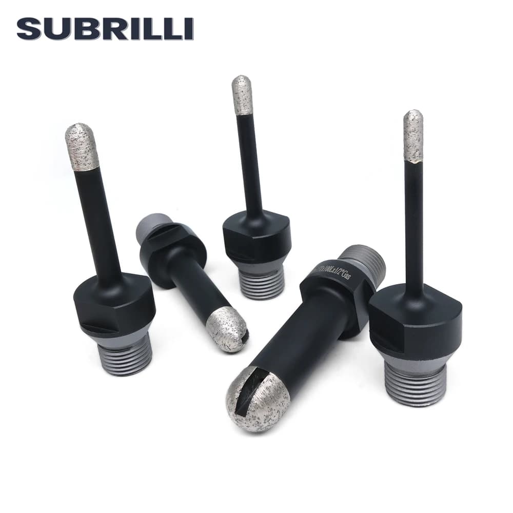 SUBRILLI 6/8/10/12/15/20mm 1/2gas Thread Diamond Finger Bit Milling Cutter Drill Bit For Ceramic Tile Granite Marble 1piece