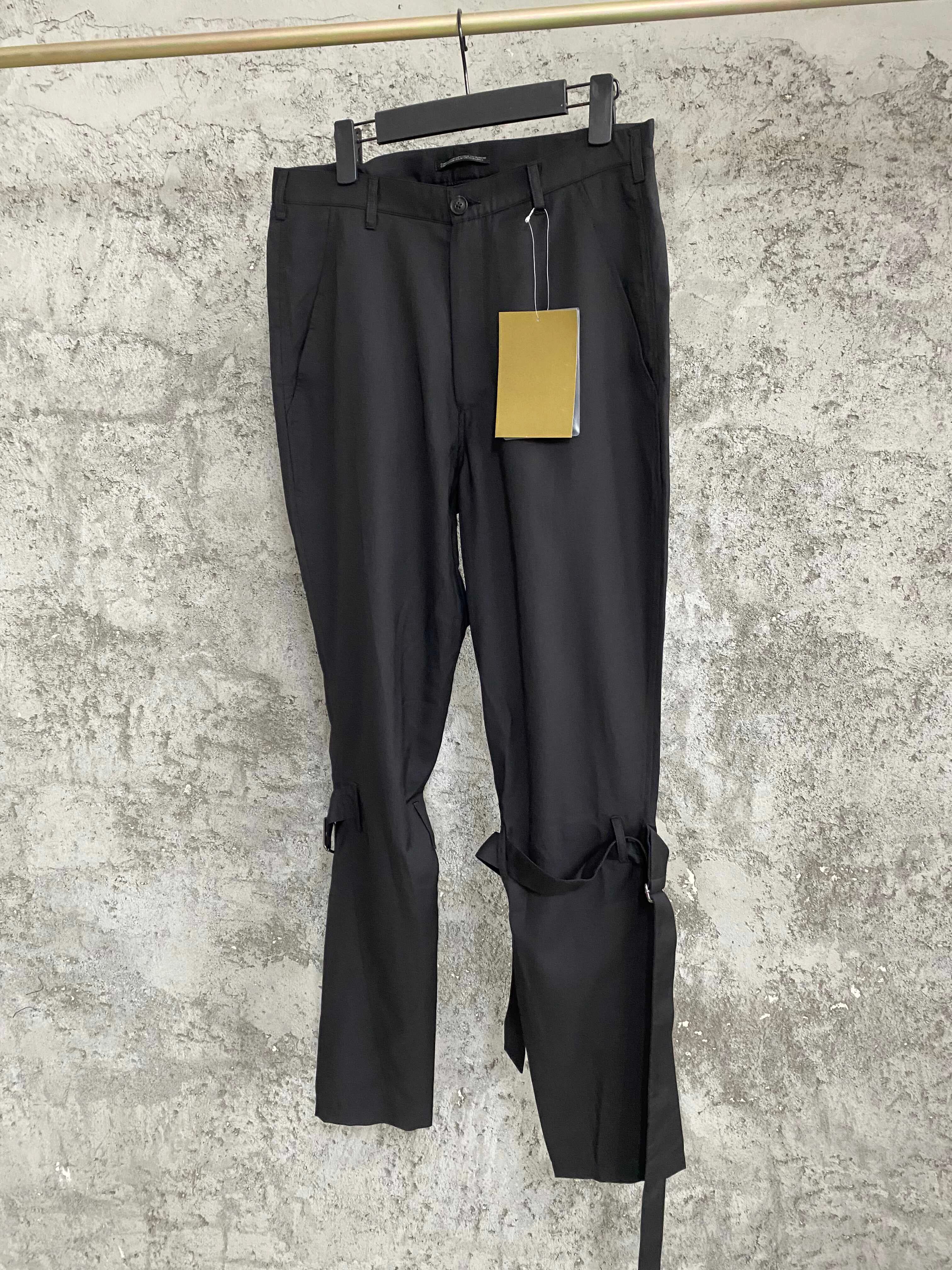 TOP-YAMAMOTO Pantaloni casual con lacci dal design sense, pantaloni lunghi affusolati con cerniera nera, pantaloni con fasciatura affusolata da uomo