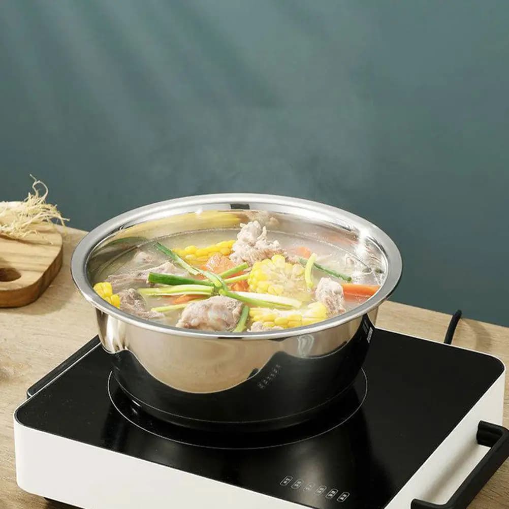 Set di 3 Ciotole in Acciaio Inox per Miscelare, Contenitori per Alimenti, Insalate, Zuppe, Impasti e Uova, Multiuso in Metallo