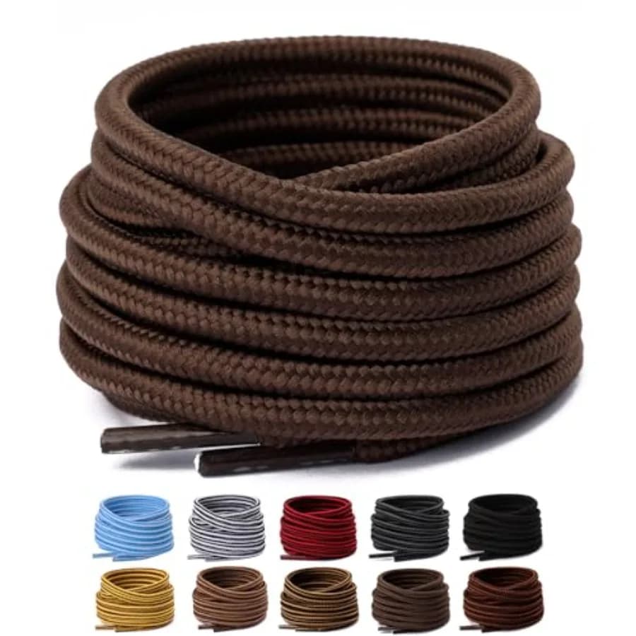 Olukssck 2 paia di lacci rotondi per stivali [2 paia], lacci per scarpe resistenti e durevoli per stivali da lavoro e da escursionismo
