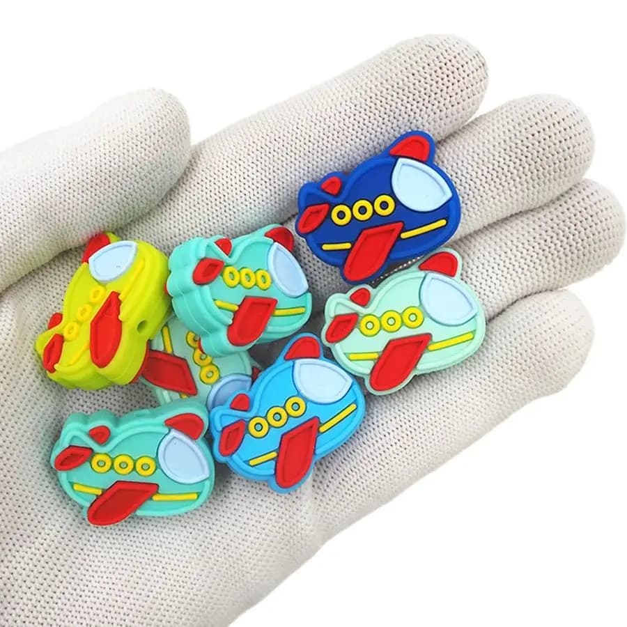 Chenkai 10pcs Airplane Silicone Focal Beads for Beadable Pen Silicone Charms for Keychain Necklace Pacifier Teething Toy Making