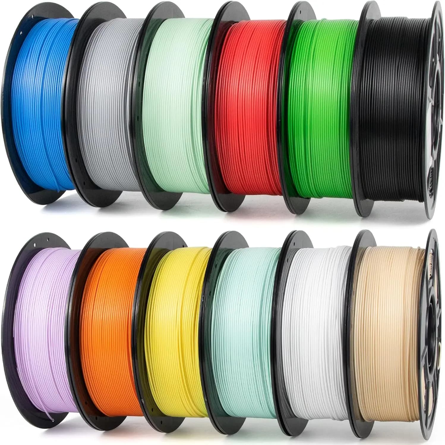 12KG Rapid PLA Filament 1.75mm ±0.02mm, 12 Colors Bundle for High-Speed 3D Printing