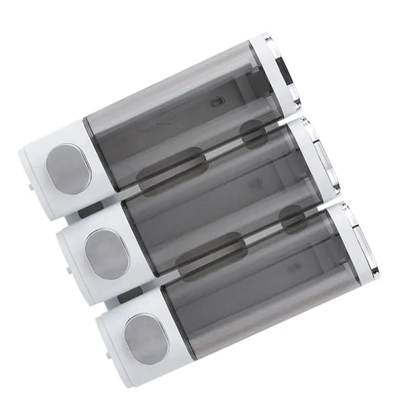 Dispenser di sapone da parete ABLK per bagno a 3 scomparti, dispenser di sapone liquido trasparente con viti di fissaggio per parete doccia