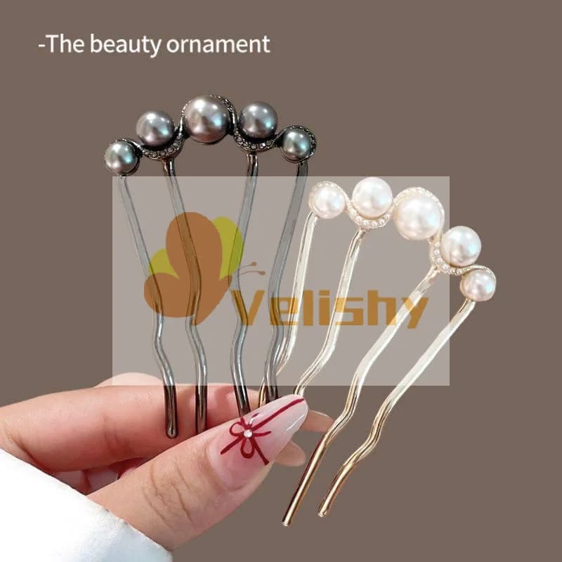 1 Pezzo Forcina per Capelli con Perla, Fermaglio a U in Metallo, Pettine Decorativo per Donne e Ragazze, Accessorio per Acconciature