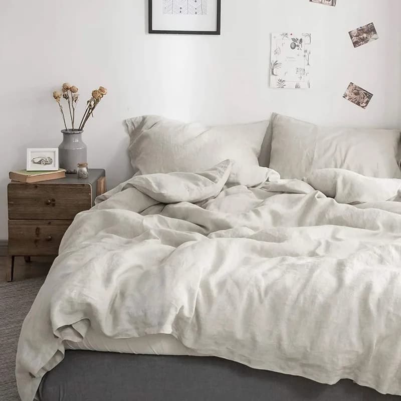 100% Lino Stonewashed French Color Breathable Unit with Federa, Home Textiles, Bed linen