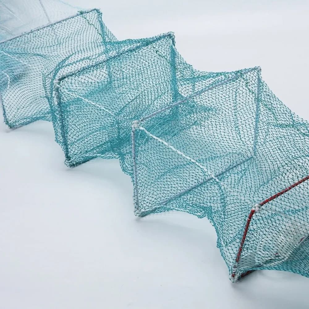 Riutilizzabile 9,6 m Tipo Drago Gabbia Pieghevole Lancio A Mano Gamberetti Aragosta Trappola Nylon Lunga Rete Da Pesca Granchio Fusione Angoli