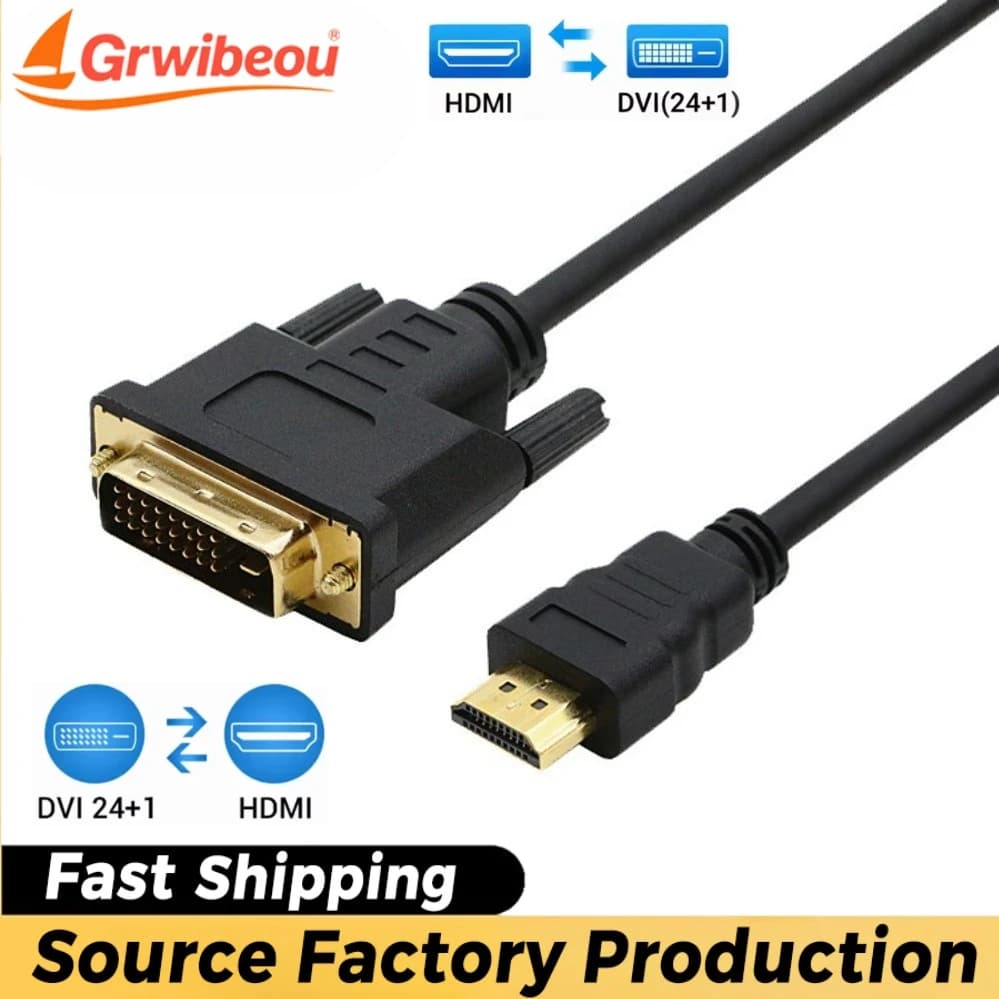 HDMI adapter cable compatible with DVI 4K 1080P bidirectional 24+1 DVI DVI-D converter compatible with HDMI for HDTV XBOX DVD TV Box