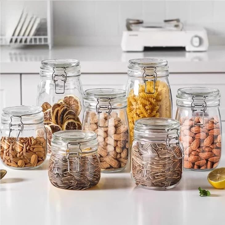Barattolo in Vetro Sigillato per Uso Domestico, per Sottaceti, Vino, Salse, Limoni, Ghiaccio, Caramelle, Marmellate, Forma Cilindrica, Contenitore da Cucina