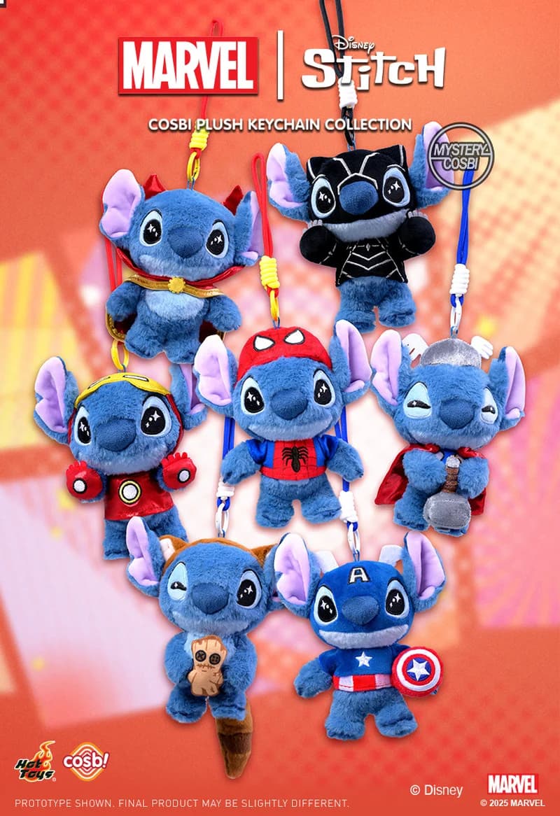 Hot Toys Marvel Spider Man Stitch Cosbi Plush Doll Blind Box Kawaii Backpack Charm Keychain Decoration Holiday Surprise Gift