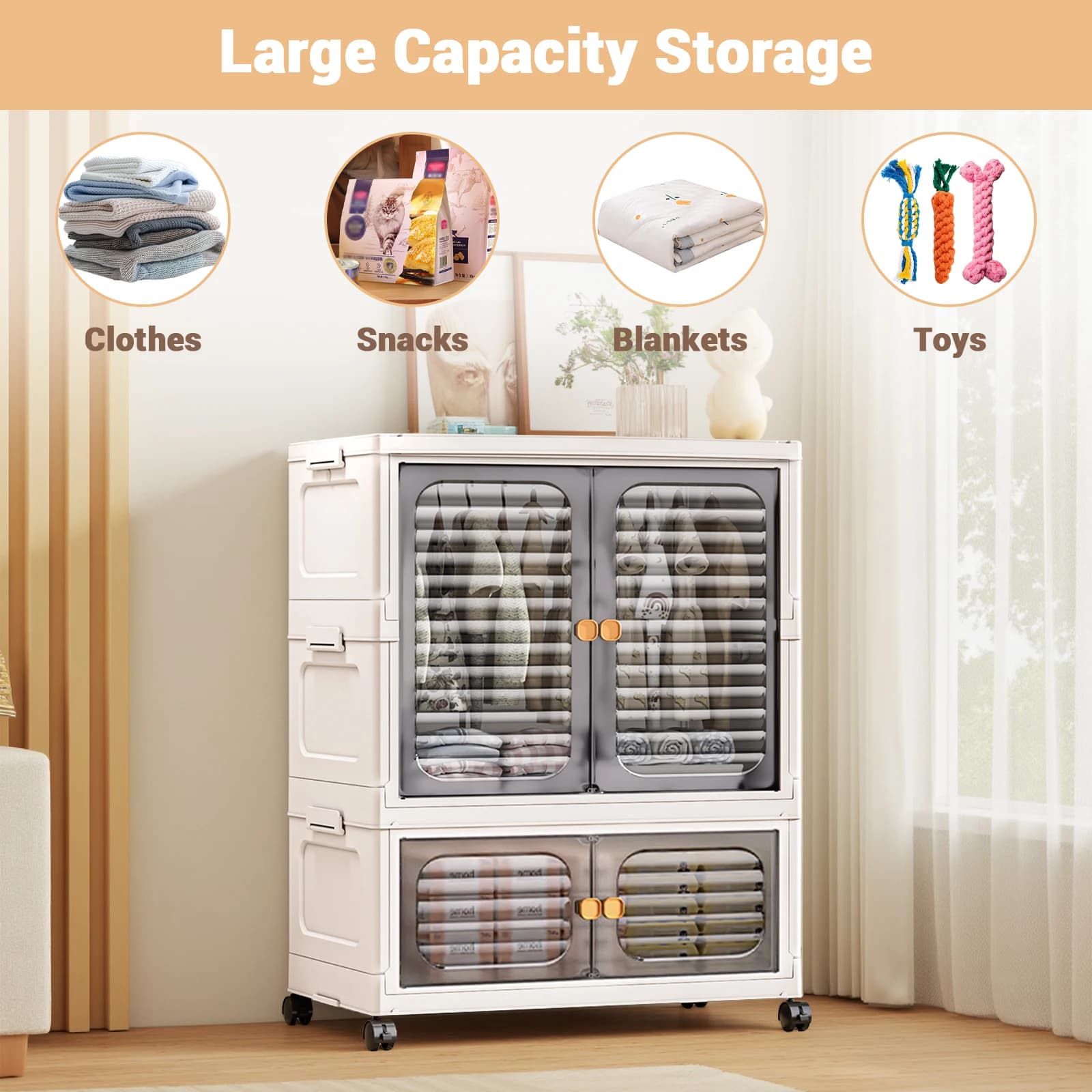 Plastic Storage Bins With Lid, Stackable Storage Containers, Closet Organizers, Stackable Storage Bins With Doors, For Home Room