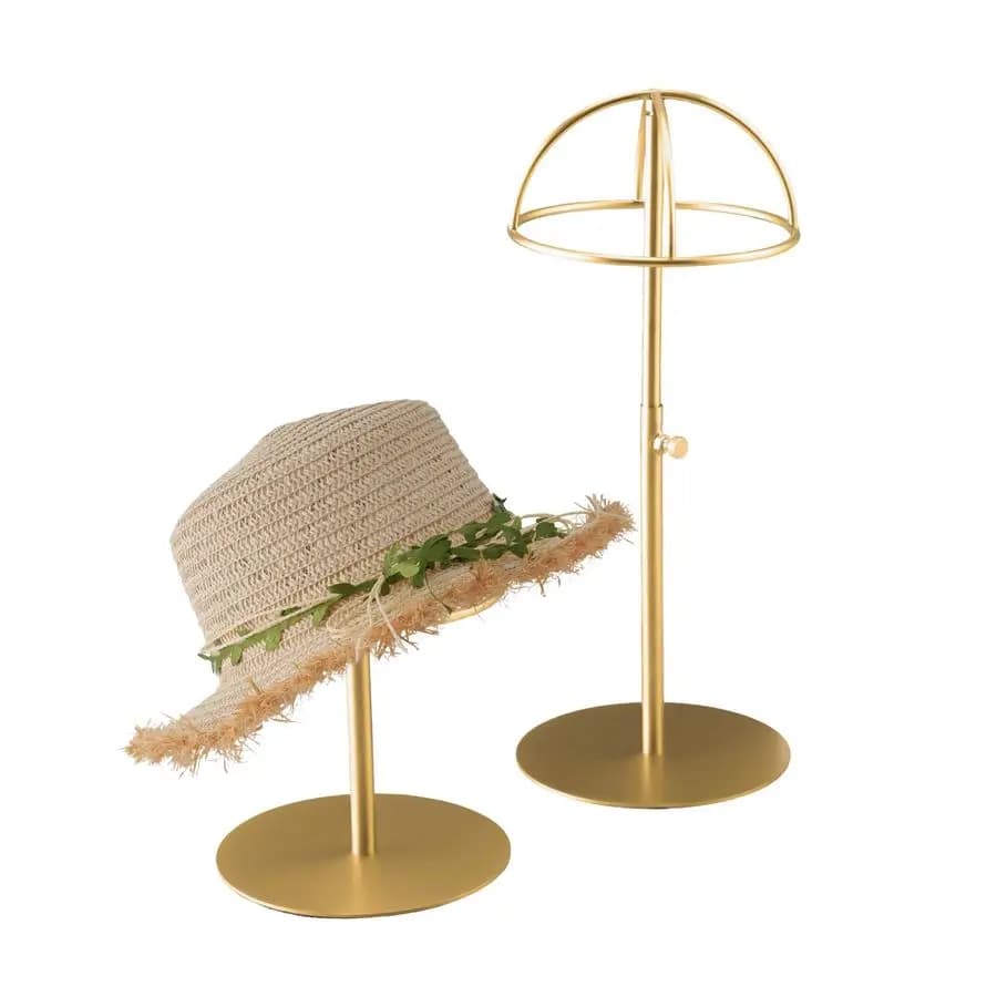 Espositore per Cappelli in Acciaio Inossidabile Spazzolato Nichel Titanio, 2 Pezzi, Dorato, Regolabile in Altezza, con Protezione Anti-Impronta