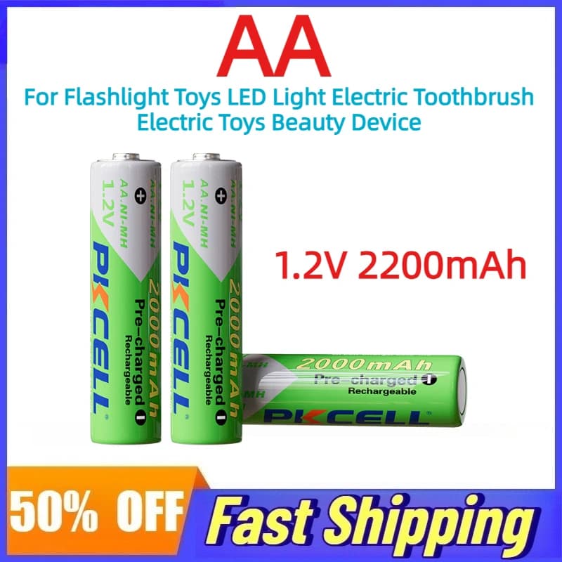 50 pcs AA 2200 mAh NIMH Battery Rechargeable for Electric Flashlight Toys HA CONDOTTO THE Light Electric Toothbrush Electric Toys Beauty Device