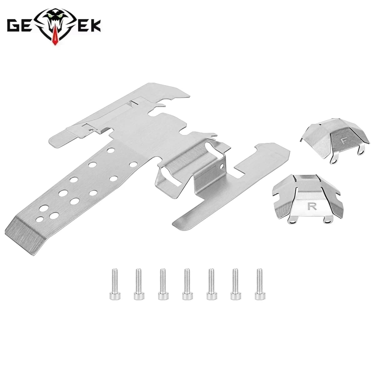 Stainless Steel Skid Plate Chassis Armor Set for 1/10 RC Crawler Car Vanquish H10 OPtic Upgrade Parts