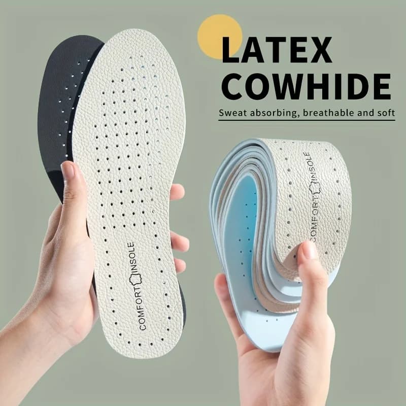Leather insoles Latex shoe cushions thickened Soft and breathable Summer sports cushions
