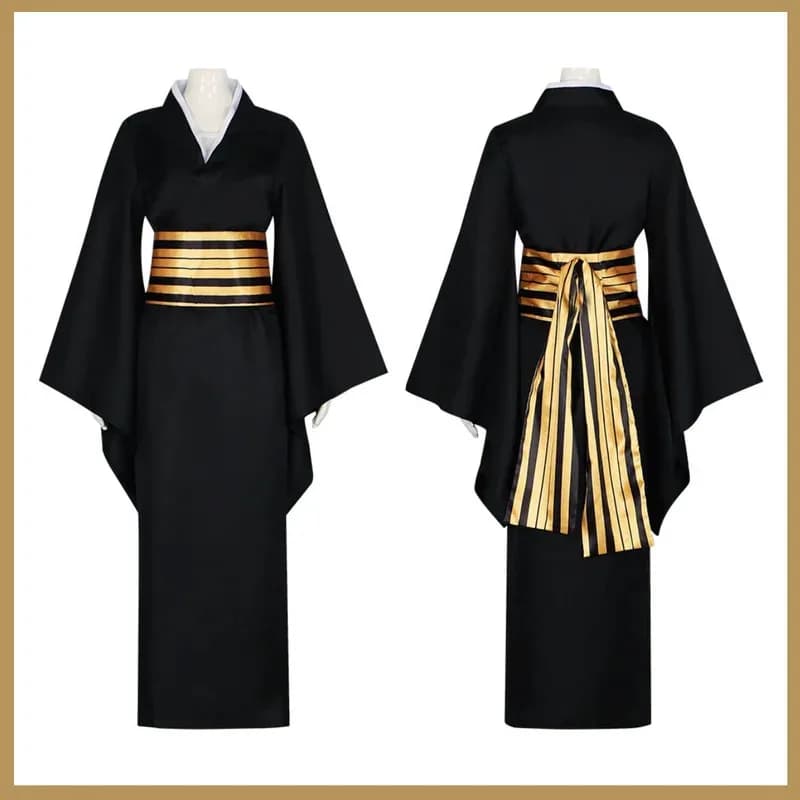 2025 aaaa Anime Demone Slayer Nakime Costume Cosplay Girl Kimono Black Japanese Halloween Dress Bathrobe Woman Carnival
