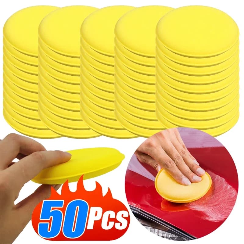 5-50 pezzi tampone per lucidatura rotondo per auto spugna per ceretta spugna per schiuma per auto gialla applicatore di cera strumento per dettagli auto accessori per la pulizia automatica