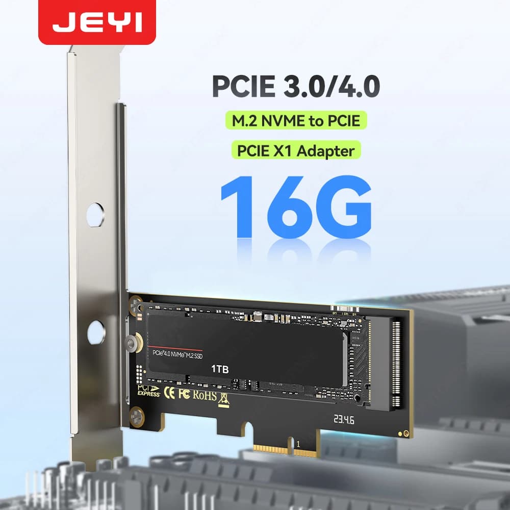 Scheda di conversione scheda convertitore JEYI M.2 NVMe a PCIe X4/X1 Adattatore SSD PCIe 4.0/3.0 M.2, scheda di espansione per slot X1/X4/X8/X16
