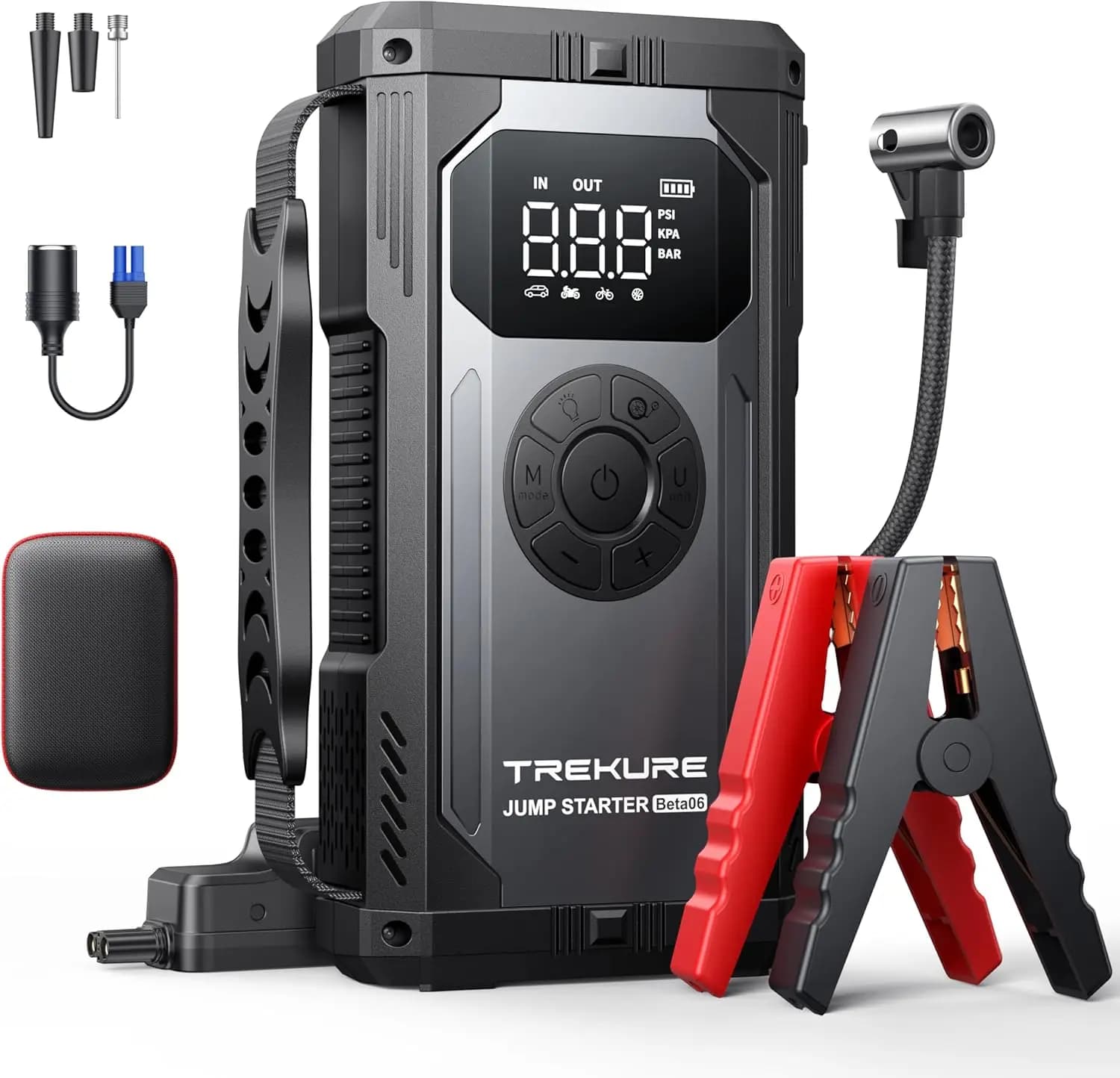 Avviatore d'Emergenza Portatile 8-in-1 per Auto con Compressore d'Aria, Picco 6000A, 150PSI, Luci di Emergenza e Power Bank
