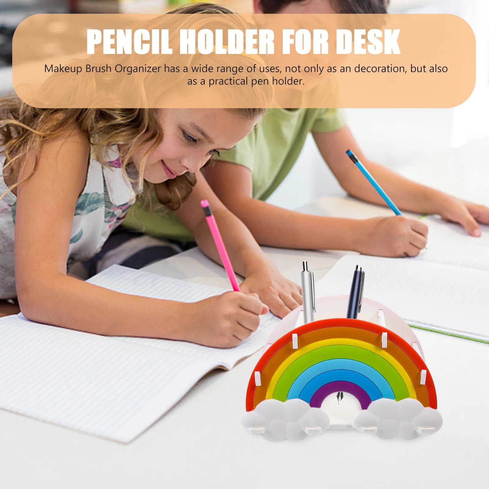 Arcobaleno pen holder at 3 Departments, Desk Organizer, Office Container, classroom, Makeup Brushes, pencils, Artistic Organizer